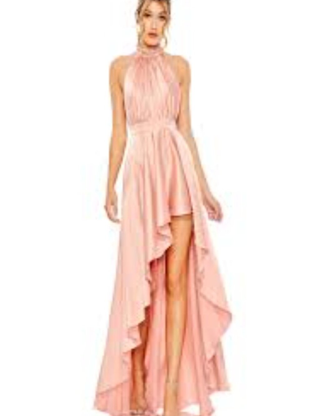 Ieena for Mac Duggal 49664 Satin Evening Gown in Rose Size 6 NWT MSRP $495